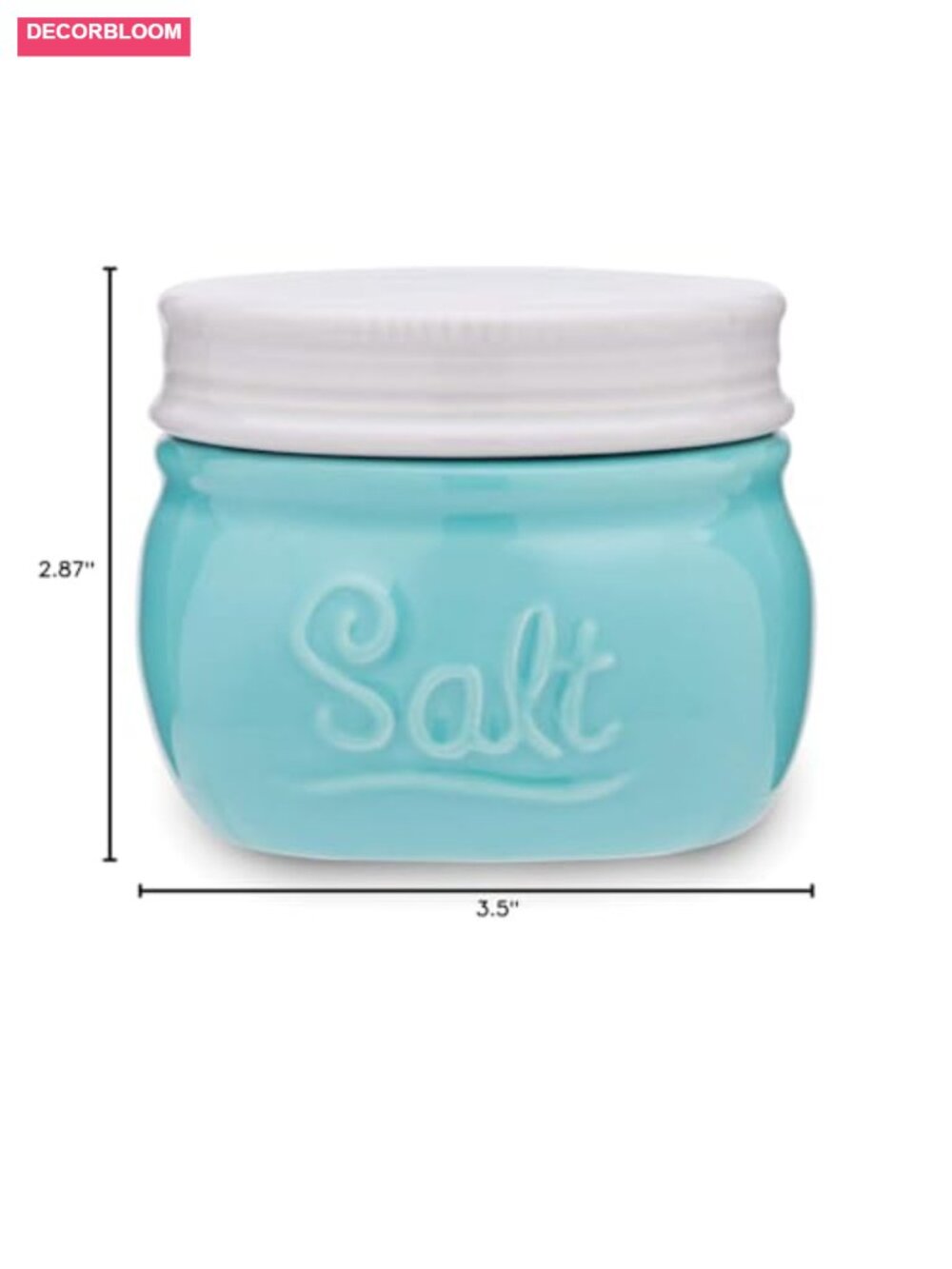 Mason Jar Salt Cellar Ceramic Kitchen Storage Jar with Lid - Picture 2 of 6